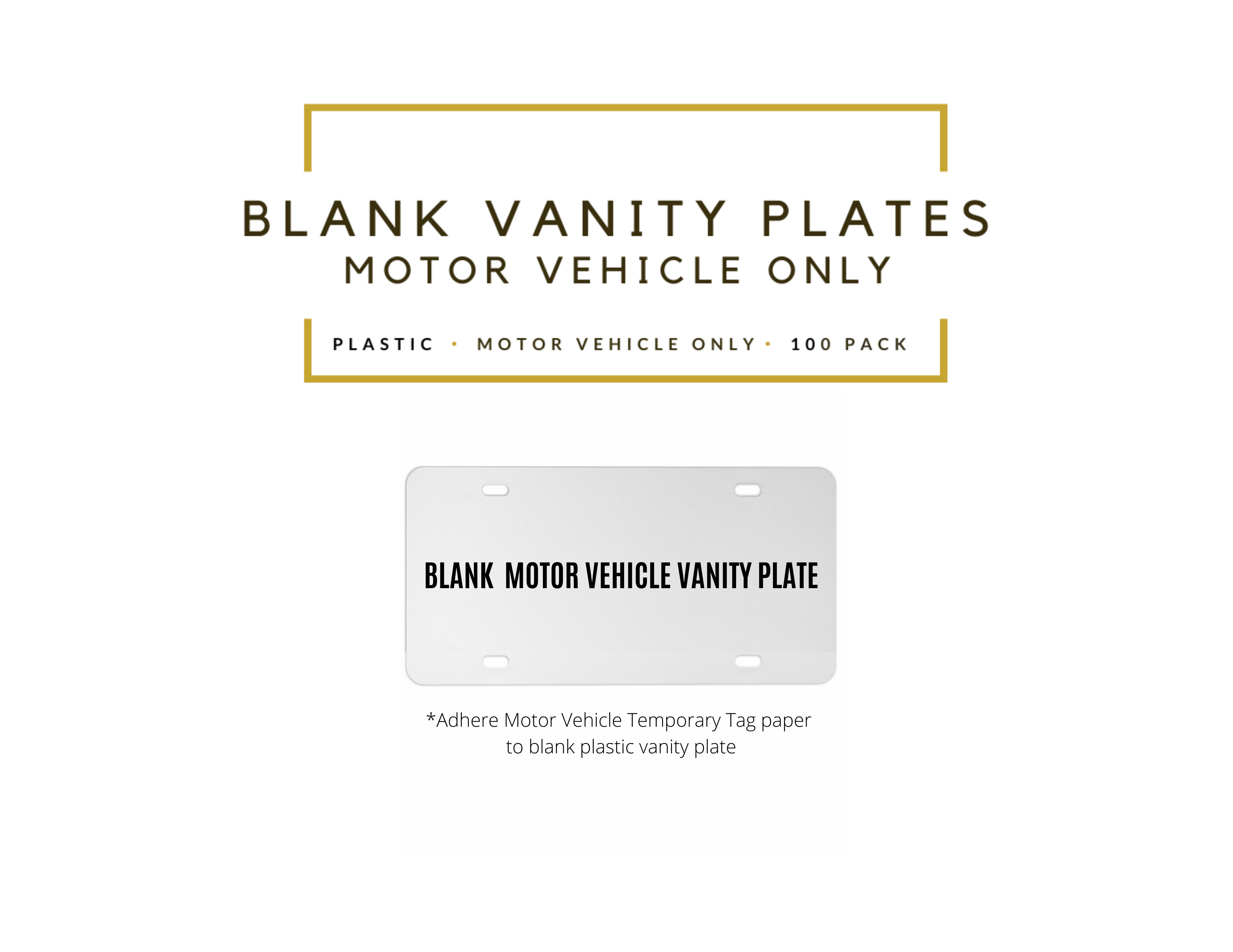 EZ Tag Vanity Plates Motor Vehicle (100 pack) , BISsupplies